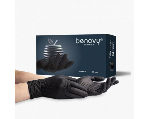 Перчатки нитриловые BENOVY - BLACK - S