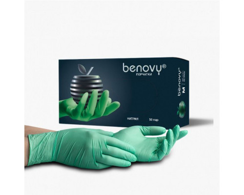 Перчатки нитриловые BENOVY - GREEN - M