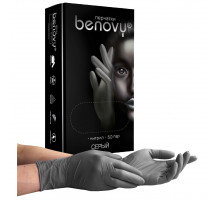 Перчатки нитриловые BENOVY - GREY - S