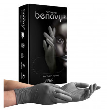 Перчатки нитриловые BENOVY - GREY - S