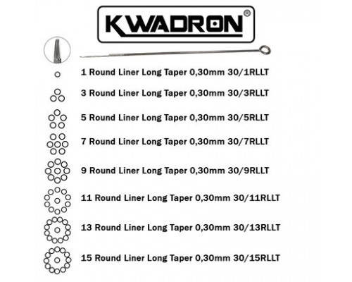 Иглы KWADRON - Long Taper - 30/09RL
